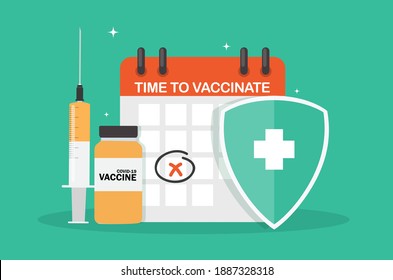 Time to vaccinate 2021 concept.Coronavirus vaccination concept. Vector Illustration