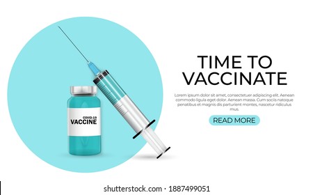 Time to vaccinate 2021 concept.Coronavirus vaccination concept. Vector Illustration