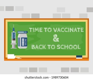 Time to vaccinate and back to school concept: Cartoon vetor style for your design.