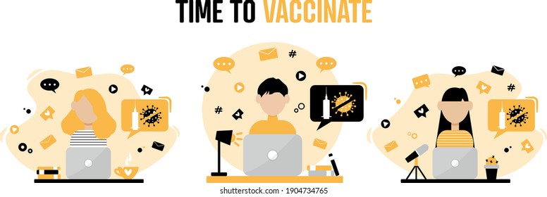 Time to vaccinate banner. Call for vaccine use. COVID vaccine.