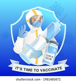 Time to vaccinate stop covid-19. A Precautionary Measure to protect yourself. Vector illustrator template Vector illustrator templates