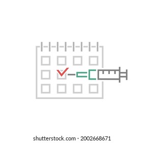 Time to vaccinate symbol. Pandemic, epidemic concept. Protect yourself. Laboratory, vaccination centre logotype. Editable vector illustration in linear style isolated on a white background.