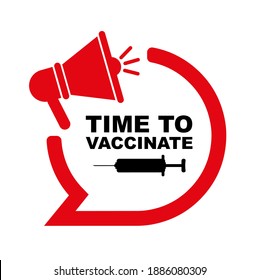 time to vaccinate text on white background