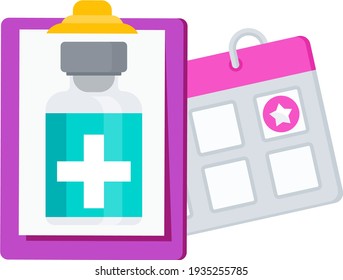 Time to Vaccination icon. Syringe and dose of vaccine. Protection shield from the coronavirus pandemic. Global immunization.
