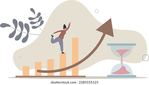 Time value of money, long term investment, business growth or success growing business, make profit or investment gain concept.flat vector illustration.