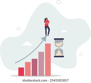 Valor de tiempo del dinero, inversión a largo plazo, crecimiento del negocio o crecimiento del éxito del negocio, caracteres planos.