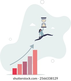 Time value of money, long term investment, business growth or success growing business, make profit or investment gain concept.flat characters.