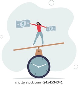 Time value of money, sum of money worth more now at present time than future,flat vector illustration.