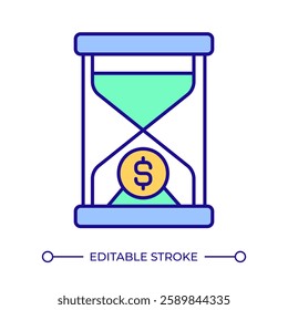 Time value RGB color icon. Clock sand, hourglass. Tracking, control. Corporate management and organization. Profit and income. Isolated vector illustration. Simple filled line drawing. Editable stroke