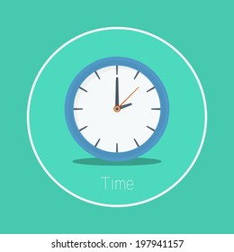 Time : Vector clock icon flat design