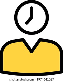 time vector color line icon
