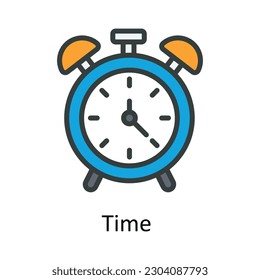 Time  vector Fill outline Icon Design illustration. Time Management Symbol on White background EPS 10 File