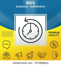 Time vector glyph color icon. With yellow and blue background option