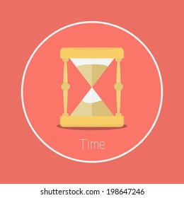 Time : Vector hourglass icon flat design