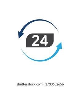 Time vector icon , 24 Hour icon vector illustration design template