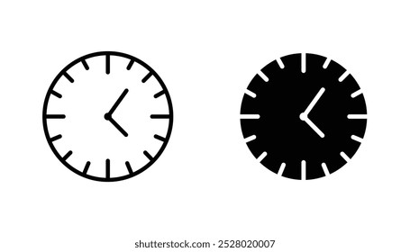 Time vector icon set in black and white color.