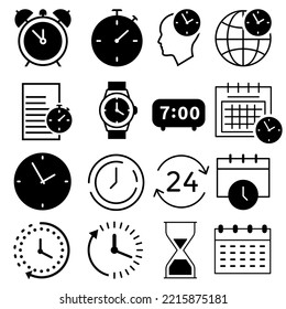 Time vector icon set. Clock illustration symbol collection. calendar sign.