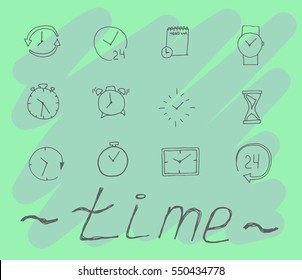 Time vector. Time icon. Time web icon isolated on blue background.
