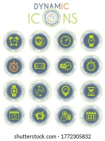 time vector icons on white background with dynamic lines for animation for web and user interface design