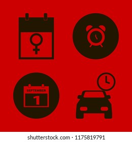 time vector icons set. with first september calendar, alarm, parking time and march calendar in set