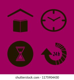 time vector icons set. with hourglass, update hours, school and watch face in set