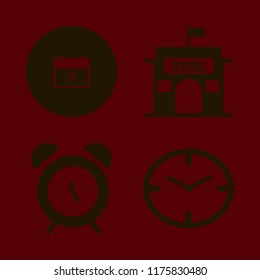 time vector icons set. with march calendar, alarm, school and watch face in set