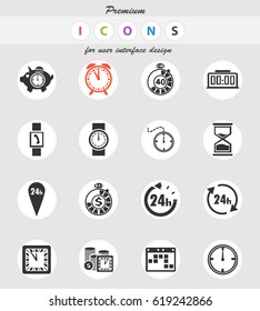 time vector icons for user interface design