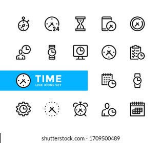 Time vector line icons. Simple set of outline symbols, graphic design elements. Line icons