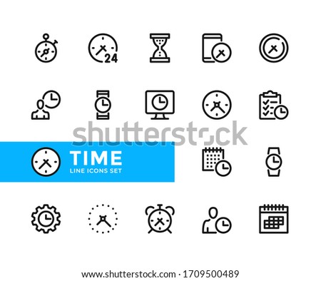 Time vector line icons. Simple set of outline symbols, graphic design elements. Line icons