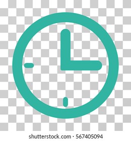 Time vector pictogram. Illustration style is flat iconic cyan symbol on a transparent background.
