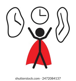 Time victory concept vector, time management concept work and life balance success illustration