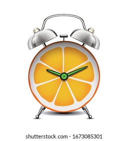 
Zeit für Vitamine - Zitrusfrüchte als Uhr - 
Vitamin C-Konzept für die Körperimmunität