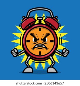 Time waits for no one! Capture the essence with our vector art of an angry clock. Perfect for your next bold project. Grab it now and don't waste a second!