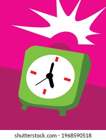 Time to wake up. Annoying alarm clock needs attention. Vector image for logo, prints or illustrations.