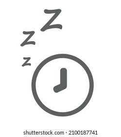 Time to wake up vector icon. simple clock design showing 08:00 time and zzZ snooze letters. Bedtime or wake up  logo illustration. Lazy concept  