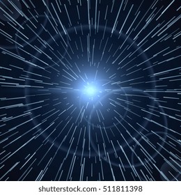 Time warp, bright light white sunburst vector illustration
