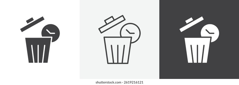 Time waste flat and liner vector icons set