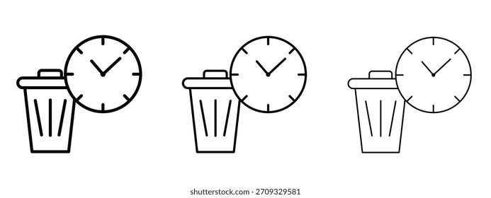 Signo lineal del estilo del icono del desperdicio de tiempo para el concepto móvil y el Diseño web.