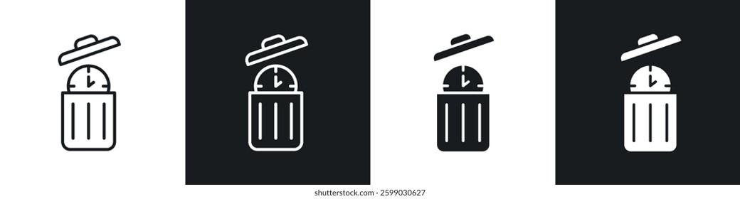 Time waste icons in flat and linear vector illustration on white background.