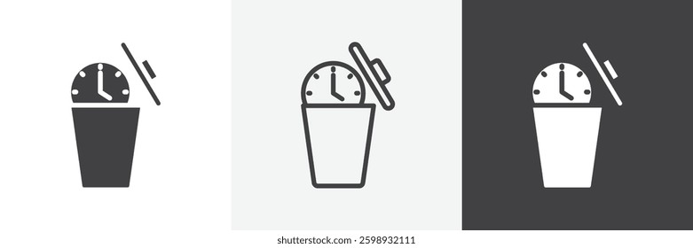 Time waste icons in Thin line black color. flat simple vector symbols illustration.
