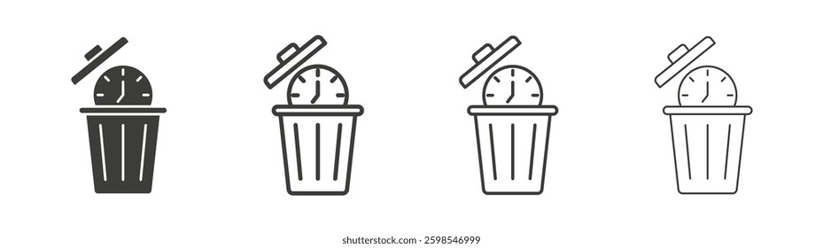 Time waste line icon vector illustration set.
