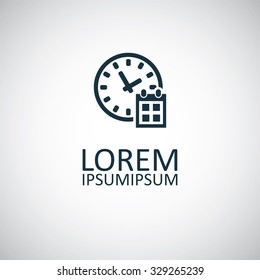 time watch calendar icon, on white background
