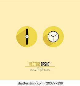 time watch and clock vector flat icon