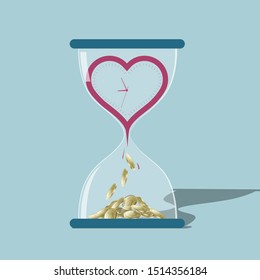 Time and wealth. Isolated on blue background.
