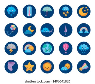 time and weather set icons vector illustration design