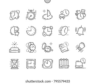 Time Well-crafted Pixel Perfect Vector Thin Line Icons 30 2x Grid for Web Graphics and Apps. Simple Minimal Pictogram