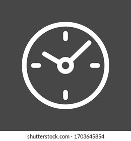 Time white colored vector line icon with dark background