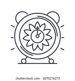 Icono de tiempo sabiamente, ilustración lineal aislada, vector de línea delgada, signo de diseño web, símbolo de concepto de contorno con trazo editable sobre fondo blanco.