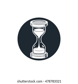 Time without end conceptual icon, web design element. 3d antique hourglass isolated on white. Time management idea.