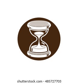Time without end conceptual icon, web design element. 3d antique hourglass isolated on white. Time management idea.